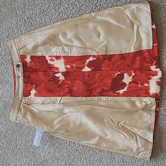 J.Crew Wool A-Line Button Front Skirt Women’s 00 Red Cream Floral - Picture 8 of 14